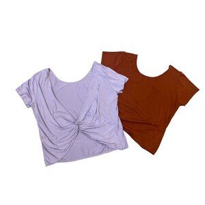 2 knotted loose fit XL tops rust lavender sexy soft comfy low back